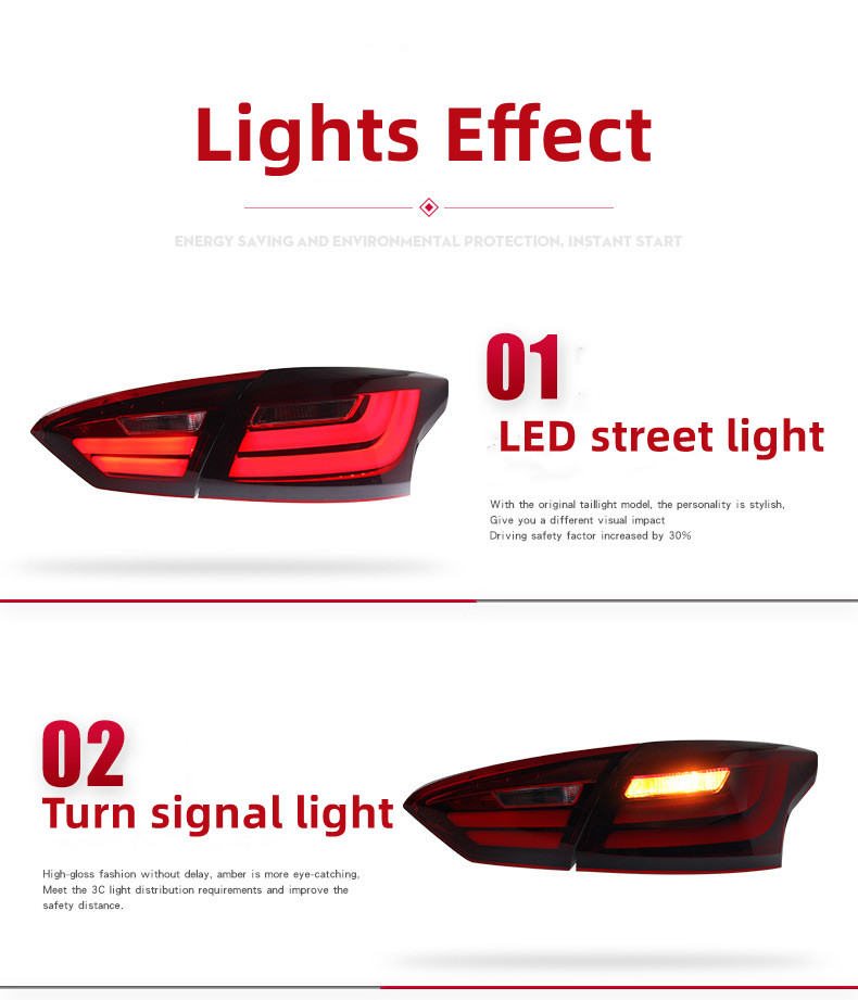 Car Styling Taillight For Ford Focus Sedan 2012-2014 Modified LED Light Guide Running Lights Brake Turn Signal Lights