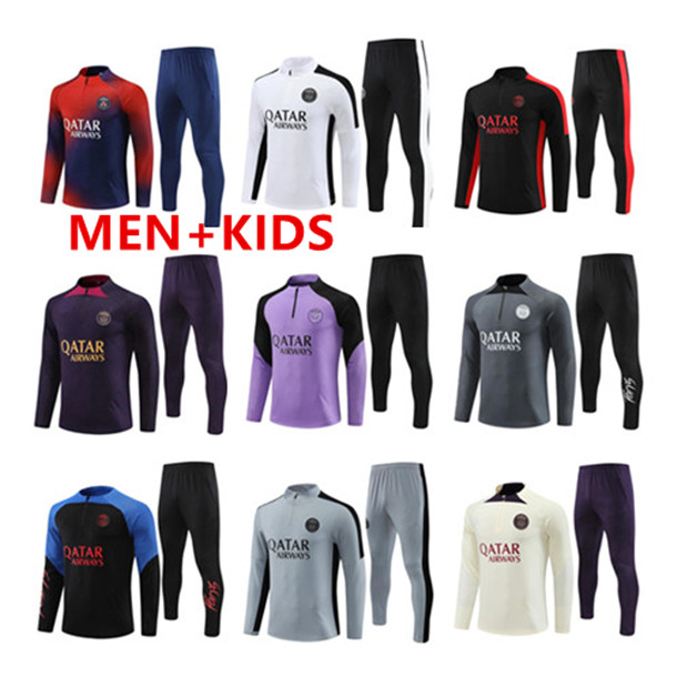 Paris tracksuit 2023 2024 MBAPPE kids and men 22 23 24 psgs training suit long sleeve Football soccer Jersey kit uniform chandal adult boys FAN PLAYER VERSION 01