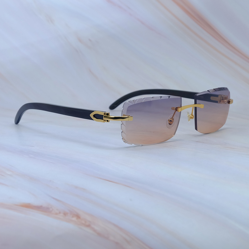 Diamond Cut Sunglasses Genuine Black Buffalo Horn Sun Glasses Luxury glasses Designer Rimless Trending Product New In Desginer Driving Shades Eyewear 