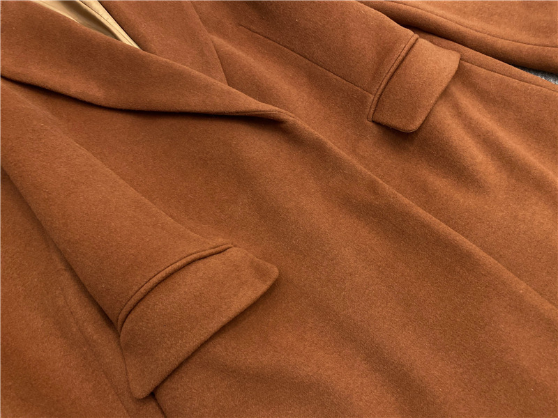 Womens Wool Blends Coat AutumnWinter Lapel Straight Tube Jacket 230915