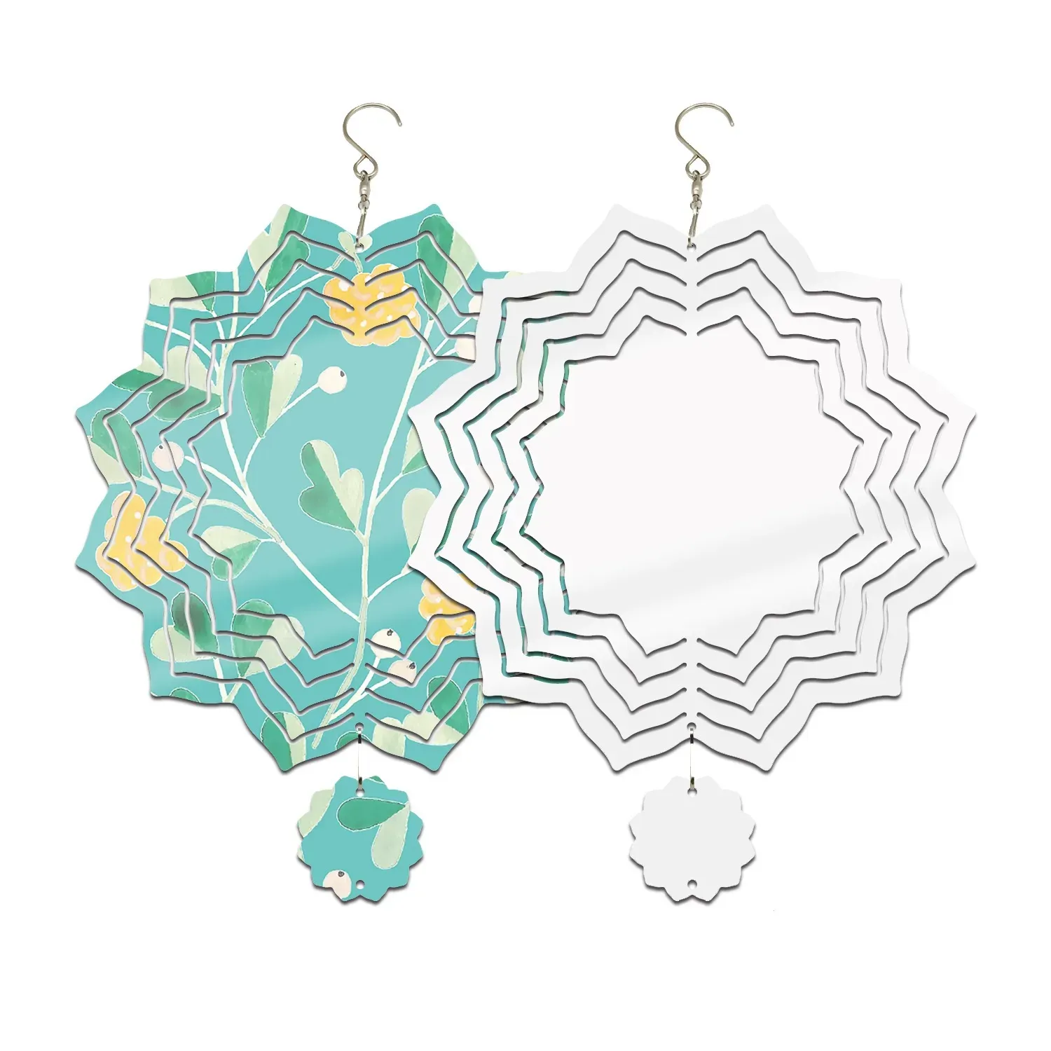 8 Inch Wholesale Sublimation Blank Wind Spinner White Aluminium Metal Hanging Spinners Blanks For DIY DOUBLE Sides Printable Garden Decoration Crafts 