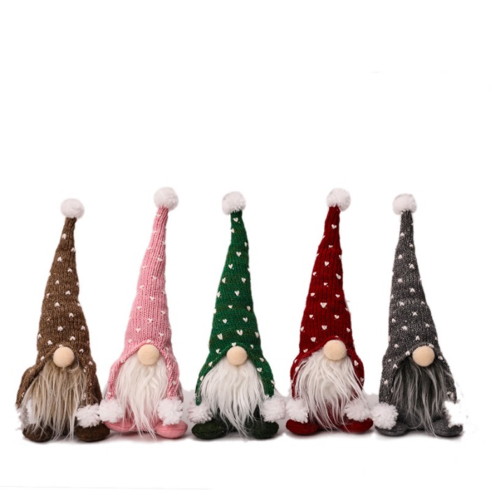 Knitted Hat Sitting Figure White Beard Doll Dolls Christmas Decorations Ornaments Xmas Gifts