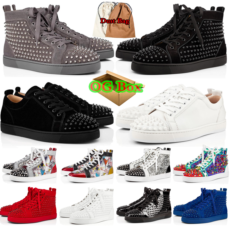 Luxurys Designers mens high men shoes tops studded spikes fashion suede leather blac red bottoms Christians Louboutins louboutinheel loubitons louboutinr HKIJ