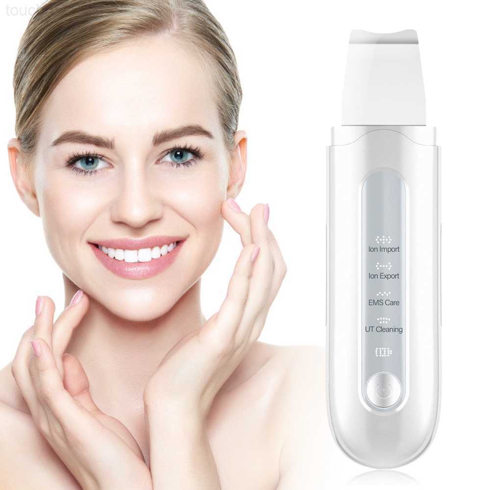 Electric Face Scrubbers 4 Modes EMS Ultrasonic Skin Scrubber Blackhead Remover Facial Cleanser Peeling Shovel Face Lifting Tool Spatula Deep Cleansing