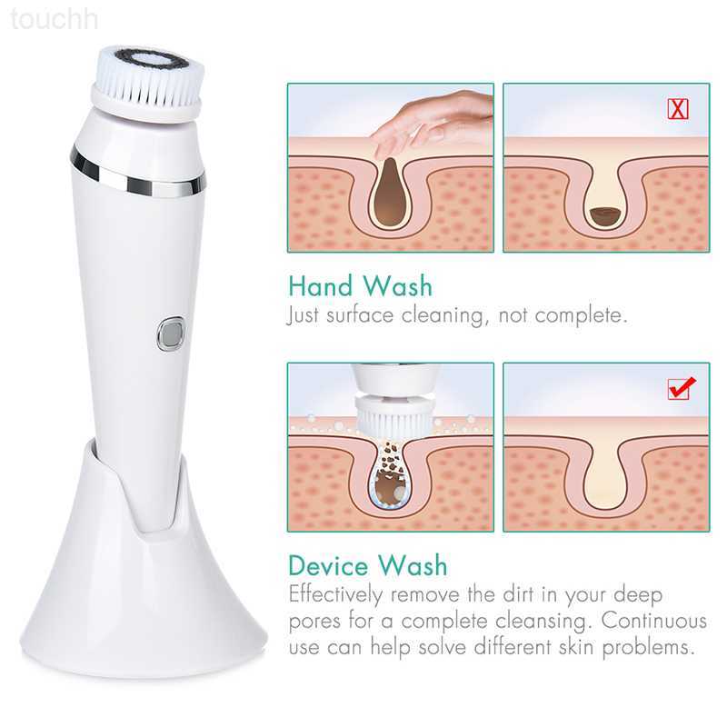 Electric Face Scrubbers Electric Facial Cleansing Brush with 4 Heads Waterproof Wireless Face Washing Brush For Massage Exfoliate Spot Cleaner Skin Ca