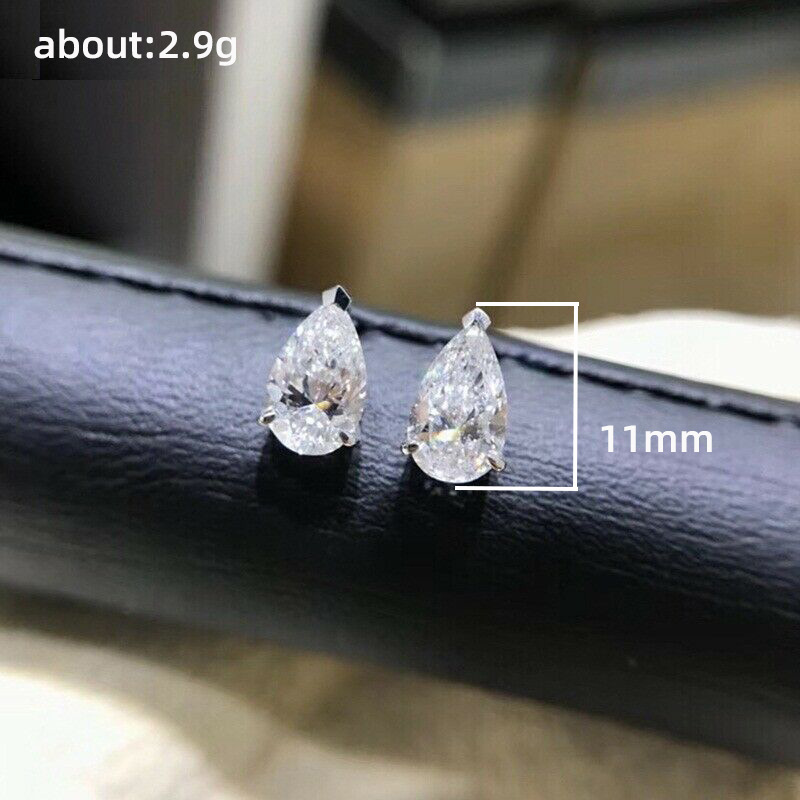 Cubic Zirconia Dia Stud Earrings, Sterling Sier Water Drop CZ Gemstones for Women's Party Wedding, Elegant Fashion Jewelry Free shipping