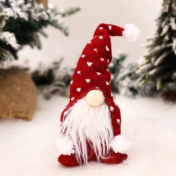 Knitted Hat Sitting Figure White Beard Doll Dolls Christmas Decorations Ornaments Xmas Gifts