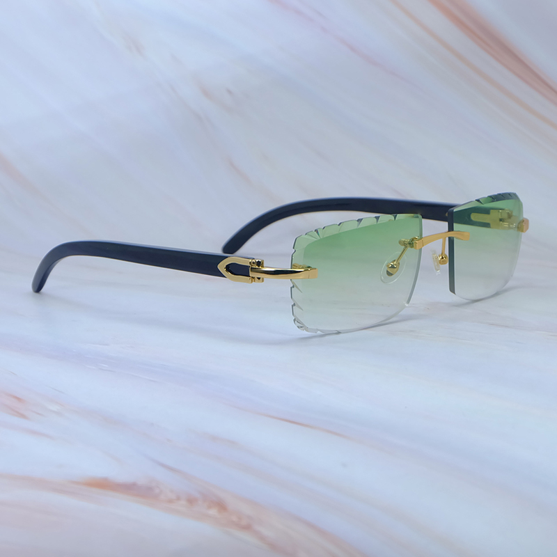 Diamond Cut Sunglasses Genuine Black Buffalo Horn Sun Glasses Luxury glasses Designer Rimless Trending Product New In Desginer Driving Shades Eyewear 