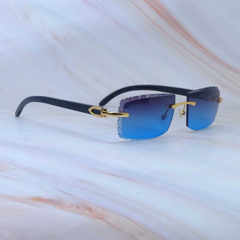 Dia Cut Sunglasses Genuine Black Horn Sun Glasses Carter Designer Rimless Trending Product New In Desginer Driving Shades Eyewear Gold Frame Good qual