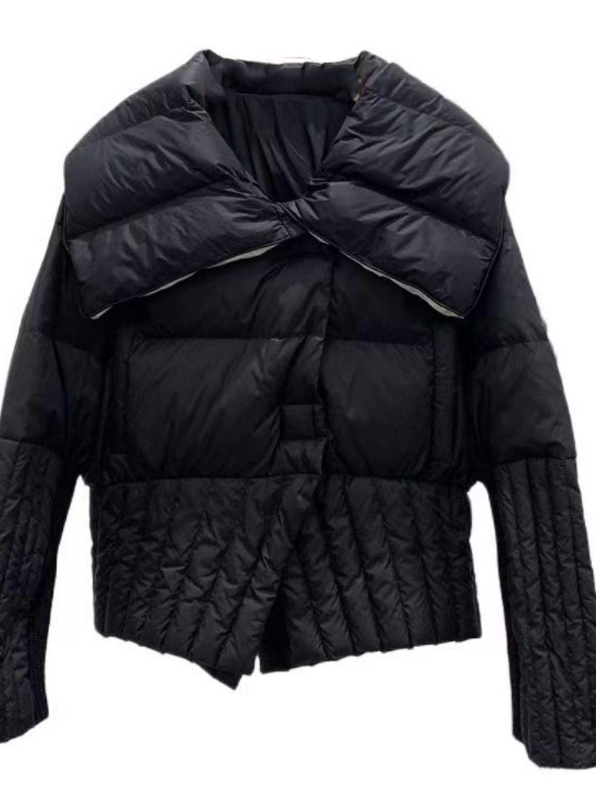 Womens warm turn down collar thickening duck down slim waist short parkas coat SM