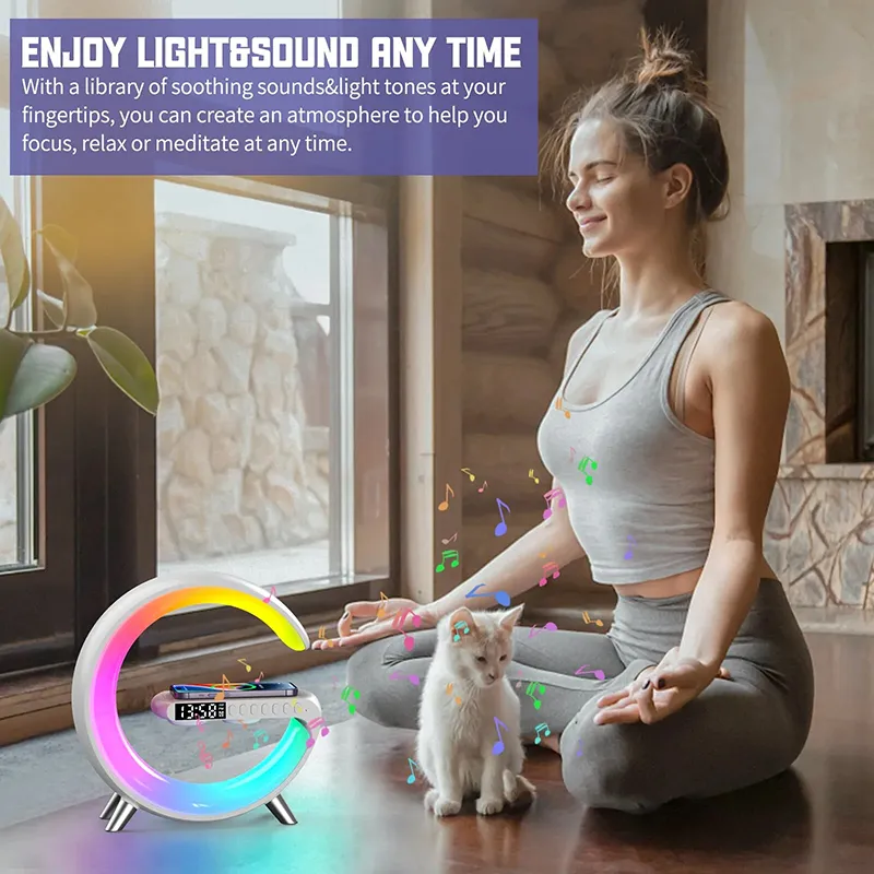 CASEiST Multifunctional 15W Wireless Fast Charger Station N69 Bluetooth Speaker Qi Phone Earphone White Noise RGB Night Light Smart Lamp LED Alarm Clo