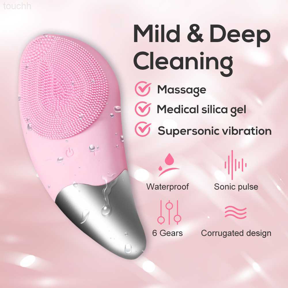 Electric Face Scrubbers Mini Electric Face Cleanser Silicone Face Cleansing Brush Electric Facial Cleanser Skin Deep Washing Massage Brush Skin Care L - view 3