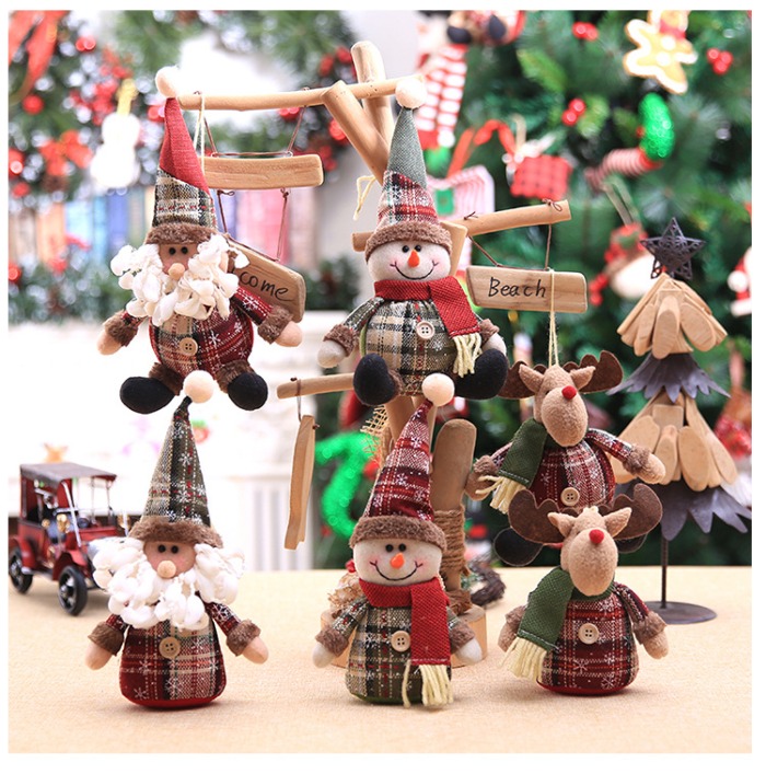 Christmas Decorations Cartoon Dolls Figure Snowflake Snowman Snata Reindeer Doll Ornaments for Festive Party Xmas Gifts