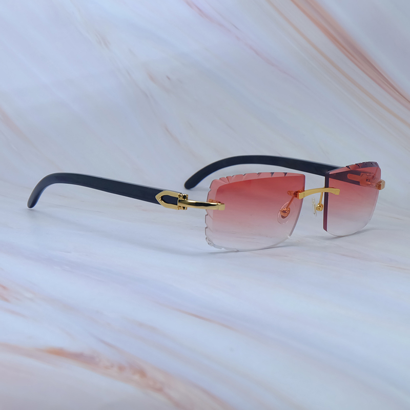 Diamond Cut Sunglasses Genuine Black Buffalo Horn Sun Glasses Luxury glasses Designer Rimless Trending Product New In Desginer Driving Shades Eyewear 