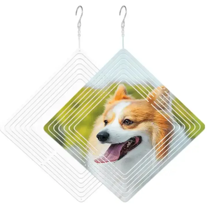 8 Inch Wholesale Sublimation Blank Wind Spinner White Aluminium Metal Hanging Spinners Blanks For DIY DOUBLE Sides Printable Garden Decoration Crafts 