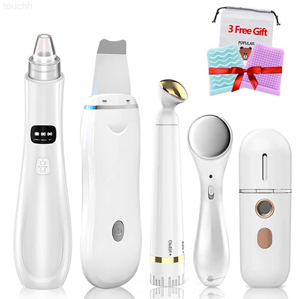 Electric Face Scrubbers Ultrasonic Skin Scrubber Deep Pore Cleaning Blackhead Remover Vacuum Electric Facial Massager Eye Beauty Device Face Lifting L
