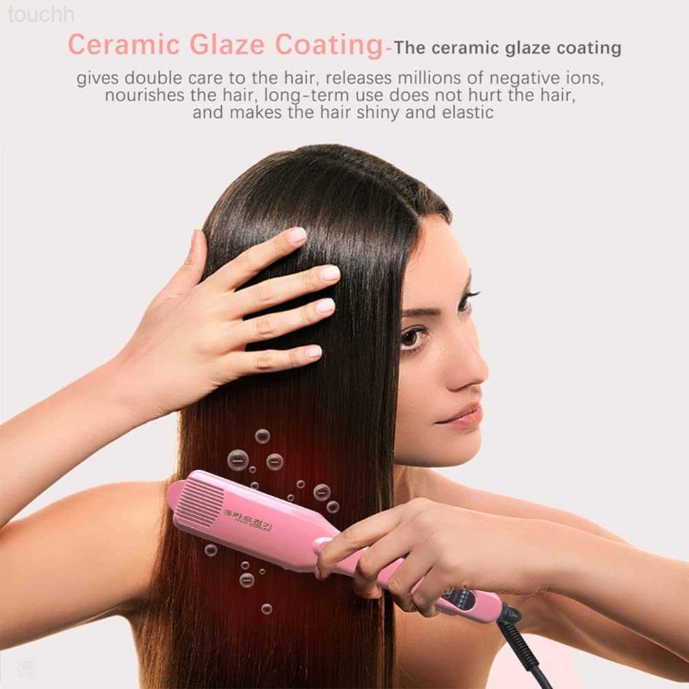 Hair Curlers Straighteners Ceramic Hair Corrugated Iron Fluffy Hairstyle Wide Plates Fast Hair Crimper Flat Iron Curling Wave Volumizing Hair Styler T - view 4