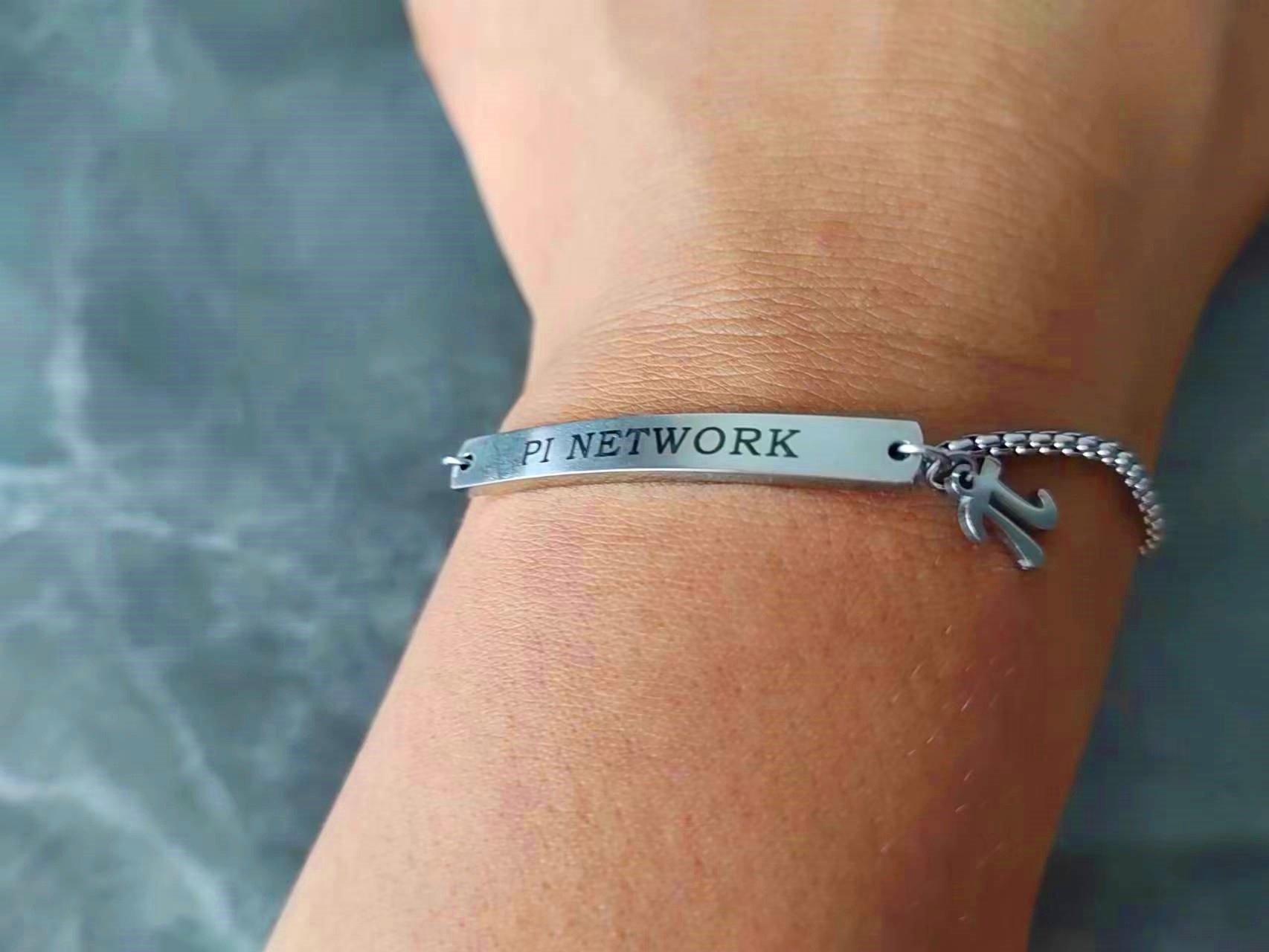 Math PI NETWORK Letter Bracelet Adjustable Bangle Stainless Steel Engraved Bent Tag Pai Infinite Infinity Symbol Charms for Teacher Student Graduation