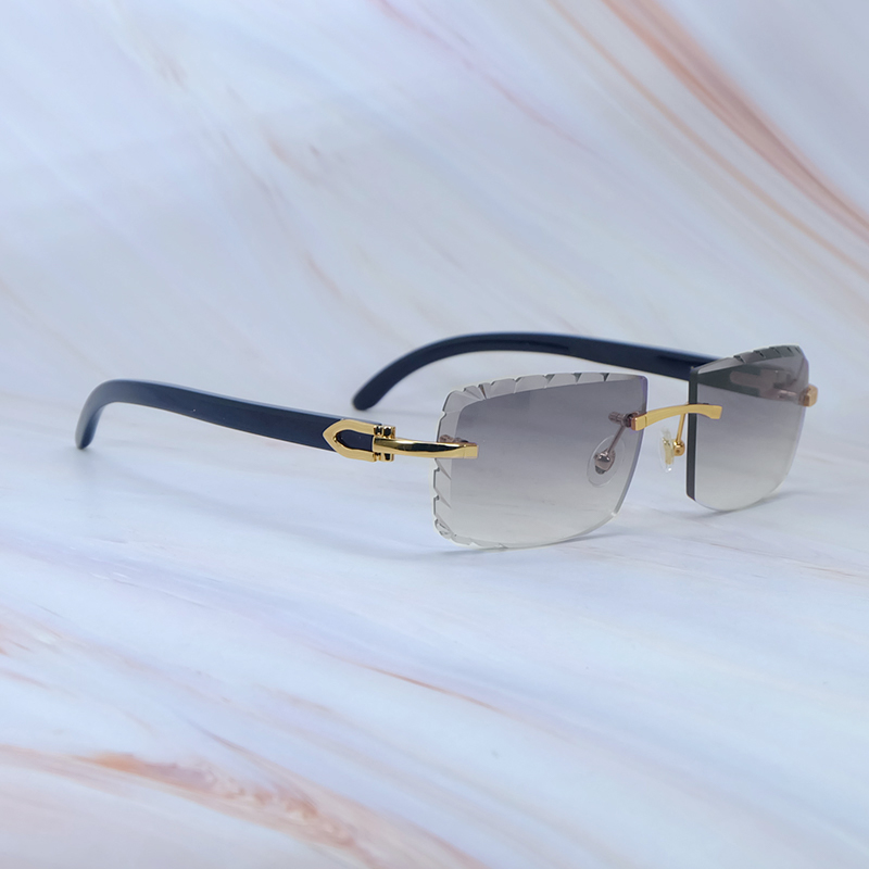 Diamond Cut Sunglasses Genuine Black Buffalo Horn Sun Glasses Luxury glasses Designer Rimless Trending Product New In Desginer Driving Shades Eyewear 