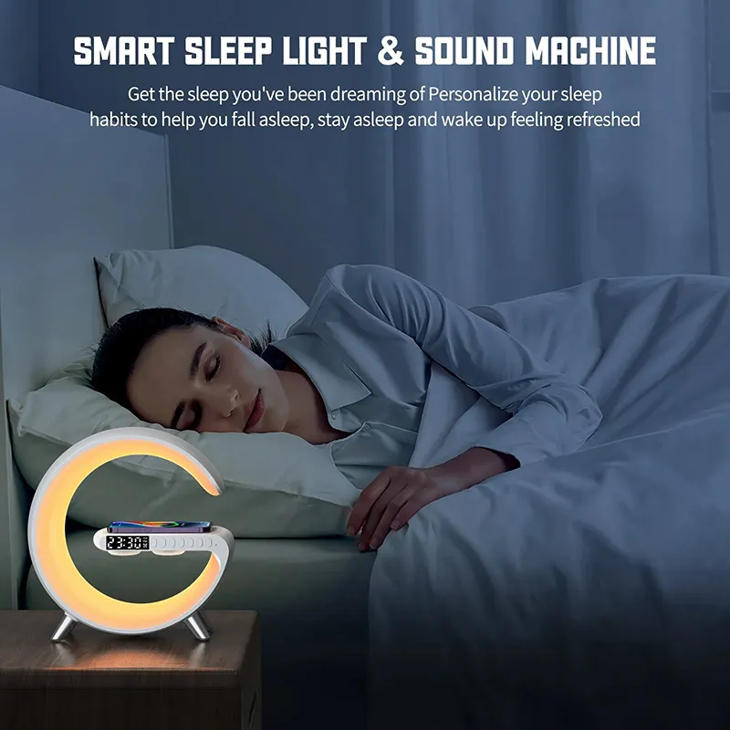 CASEiST Multifunctional 15W Wireless Fast Charger Station N69 Bluetooth Speaker Qi Phone Earphone White Noise RGB Night Light Smart Lamp LED Alarm Clo