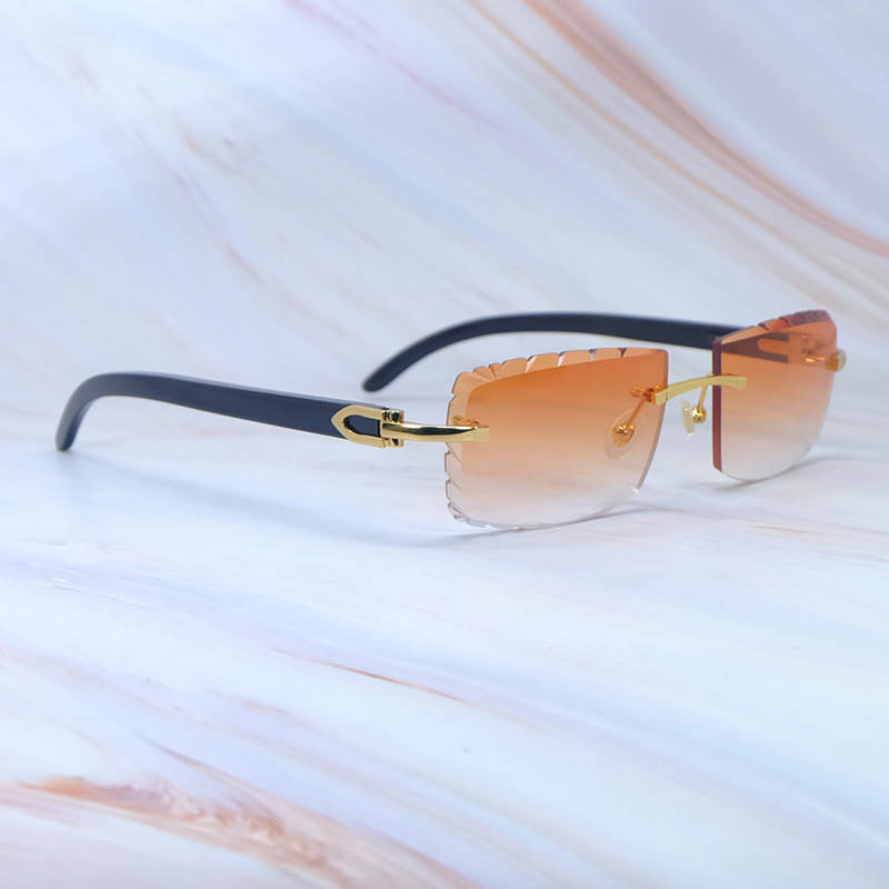 Diamond Cut Sunglasses Genuine Black Buffalo Horn Sun Glasses Luxury glasses Designer Rimless Trending Product New In Desginer Driving Shades Eyewear 