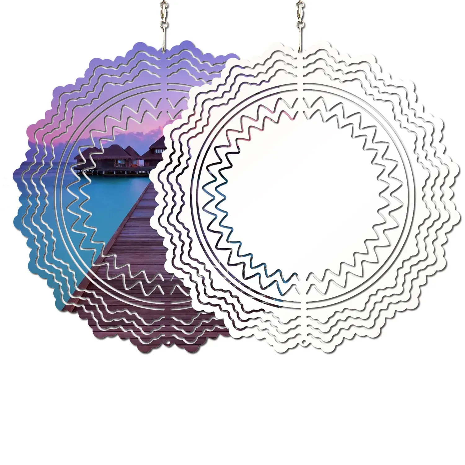 8 Inch Wholesale Sublimation Blank Wind Spinner White Aluminium Metal Hanging Spinners Blanks For DIY DOUBLE Sides Printable Garden Decoration Crafts 
