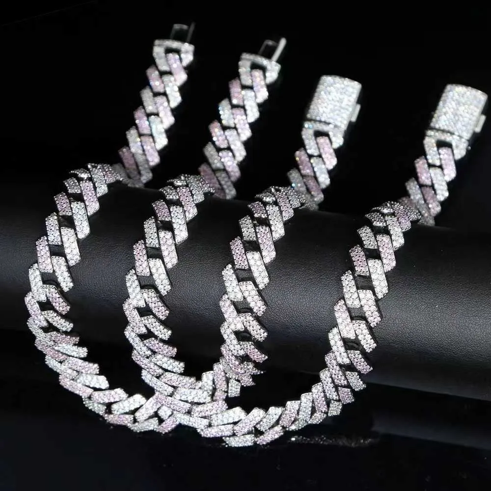 hop jewelry bracelet necklaceIced Out Moissanite Chains Mens Hip Hop Jewelry Gold Necklace Bracelet Womens 20mm Miami Cuban Link Chain