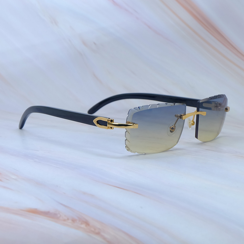 Diamond Cut Sunglasses Genuine Black Buffalo Horn Sun Glasses Luxury glasses Designer Rimless Trending Product New In Desginer Driving Shades Eyewear 