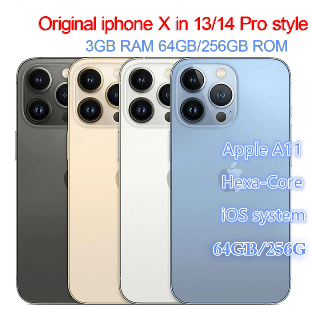 Apple Original iphone X in 13 pro style phone Unlocked with 13pro box&Camera appearance 3G RAM 256GB ROM smartphone