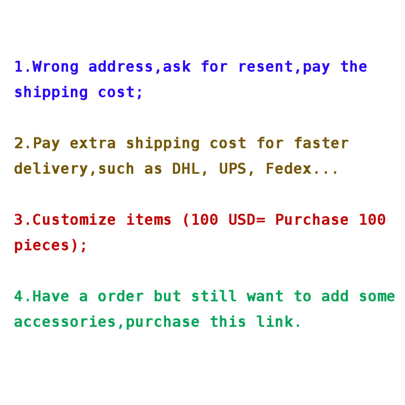 Exclusive link For Extra shipping costs, Customize items or Other Cost