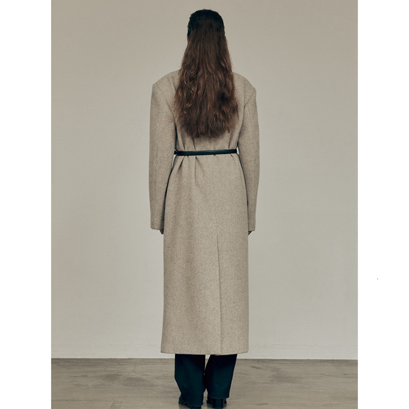 Womens Wool Blends Coat AutumnWinter Lapel Straight Tube Jacket 230915