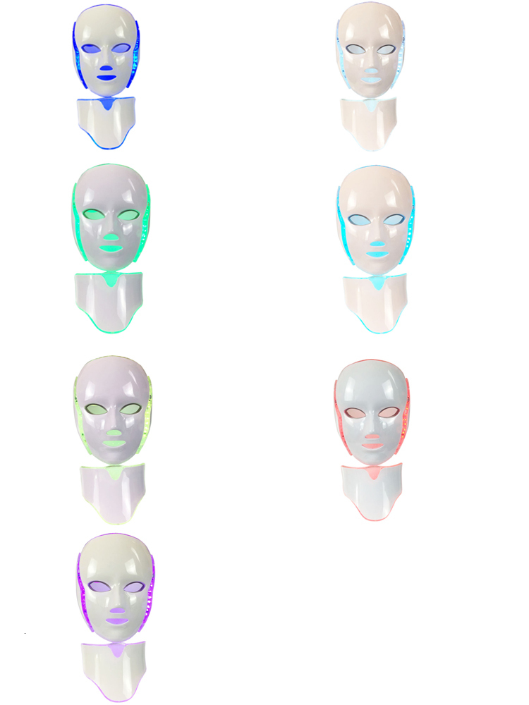 Face Care Devices 7 Colors LED Mask With Neck Pon Therapy Skin Care Rejuvenation Beauty Machine Anti-Acne Wrinkle Removal Tool 230915