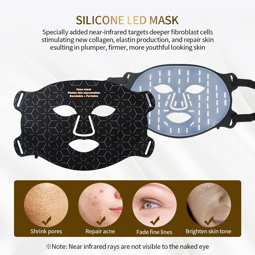 Face Care Devices Face Neck Silicone Mask 240LEDs Infrared Light Skin Rejuvenation Anti-Wrinkle Brighten 3D LED Light Potherapy Mask 230915