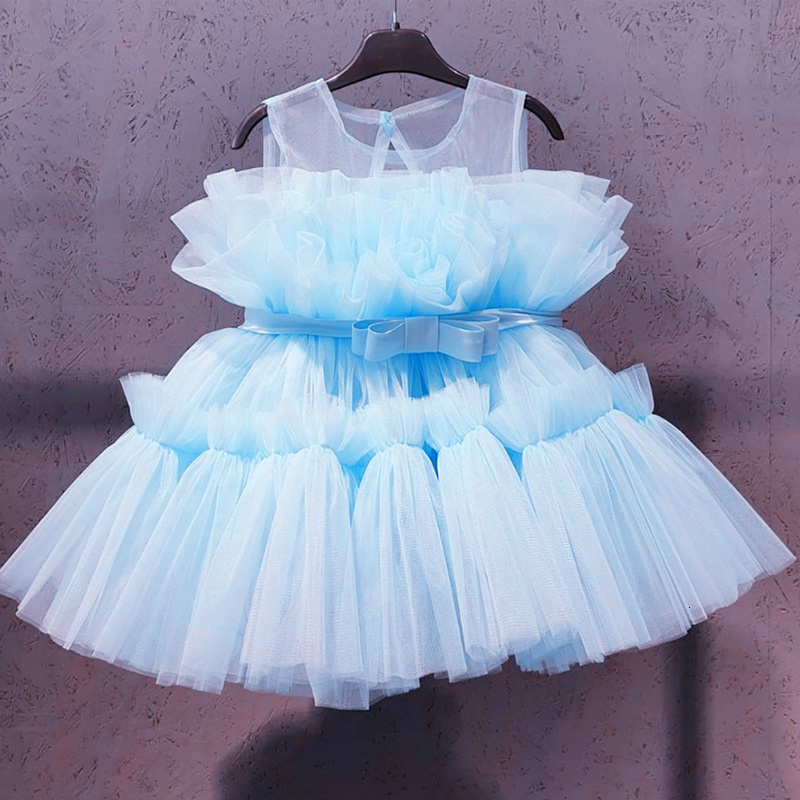 Girl s Dresses Baby Girls Tulle Princess Dress Flower Elegant 1st Baptism Birthday Party Ball Gown Sleeveless Kids Wedding Evening Formal R250424