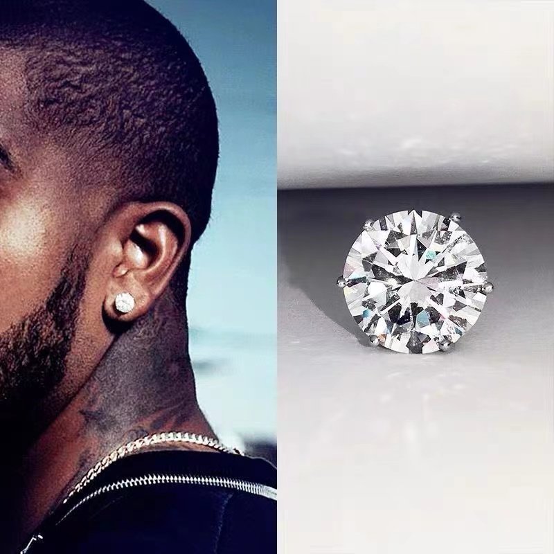 classic earring desinger jewelry for men S sier six claw inlaid with dia hip-hop trend moissanite stone earrings studs Rock Rapper gift