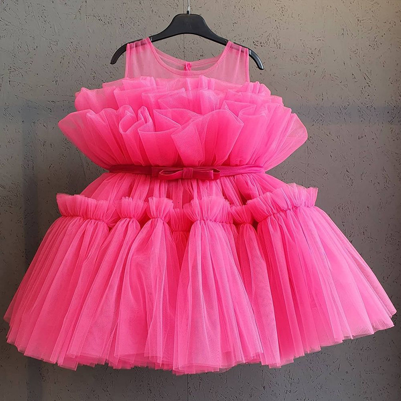 Girl s Dresses Baby Girls Tulle Princess Dress Flower Elegant 1st Baptism Birthday Party Ball Gown Sleeveless Kids Wedding Evening Formal R250424
