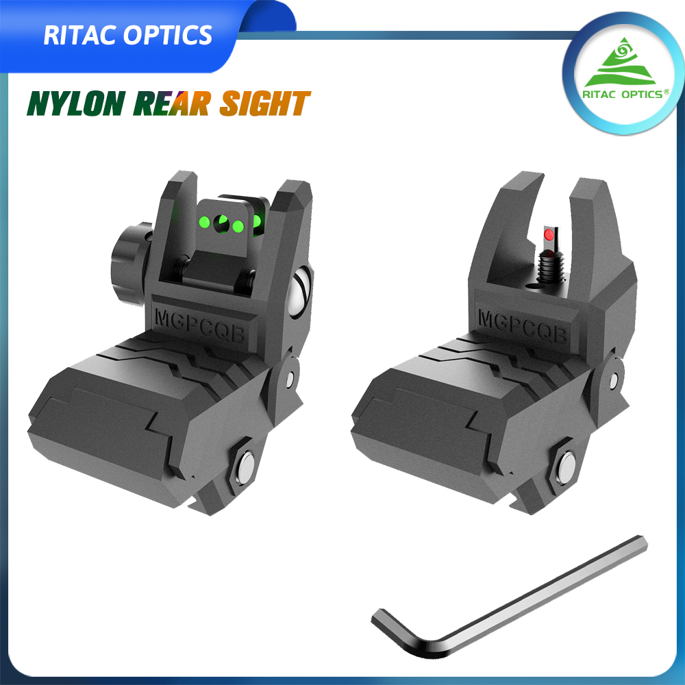 Foldable Fiber Optic Nylon Sights Flip Up Front and Back Sights Fiber Sights Back Up Sight Fit Picatinny Weaver Rails