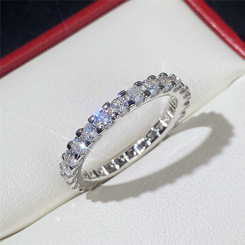 Designer Ring 3mm Shiny Diamond Ring Women Men Couple Wedding Ring Luxury Jewelry Girl Wedding Party Gift Size 5-12
