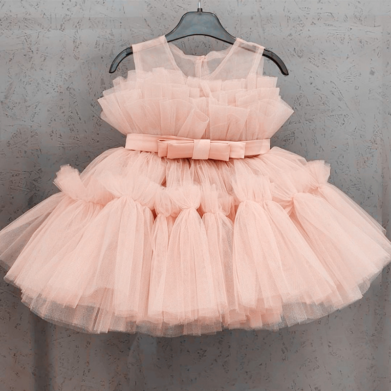 Girl s Dresses Baby Girls Tulle Princess Dress Flower Elegant 1st Baptism Birthday Party Ball Gown Sleeveless Kids Wedding Evening Formal R250424