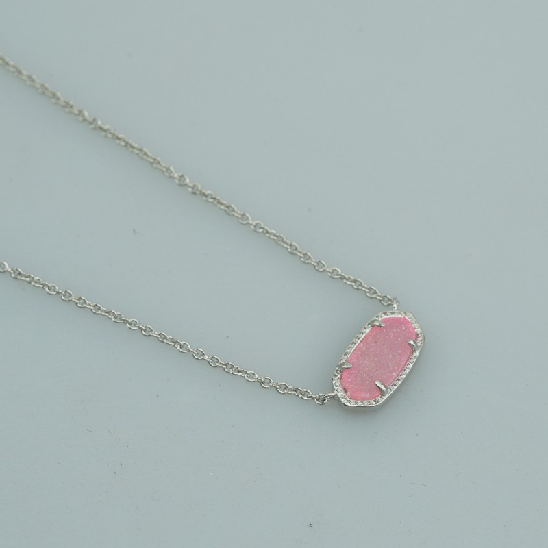 Pendant Necklaces Necklace Pink Rose Color Druse Real 18K Gold Plated Dangles Glitter Jewelries Letter Gift With free dust bag