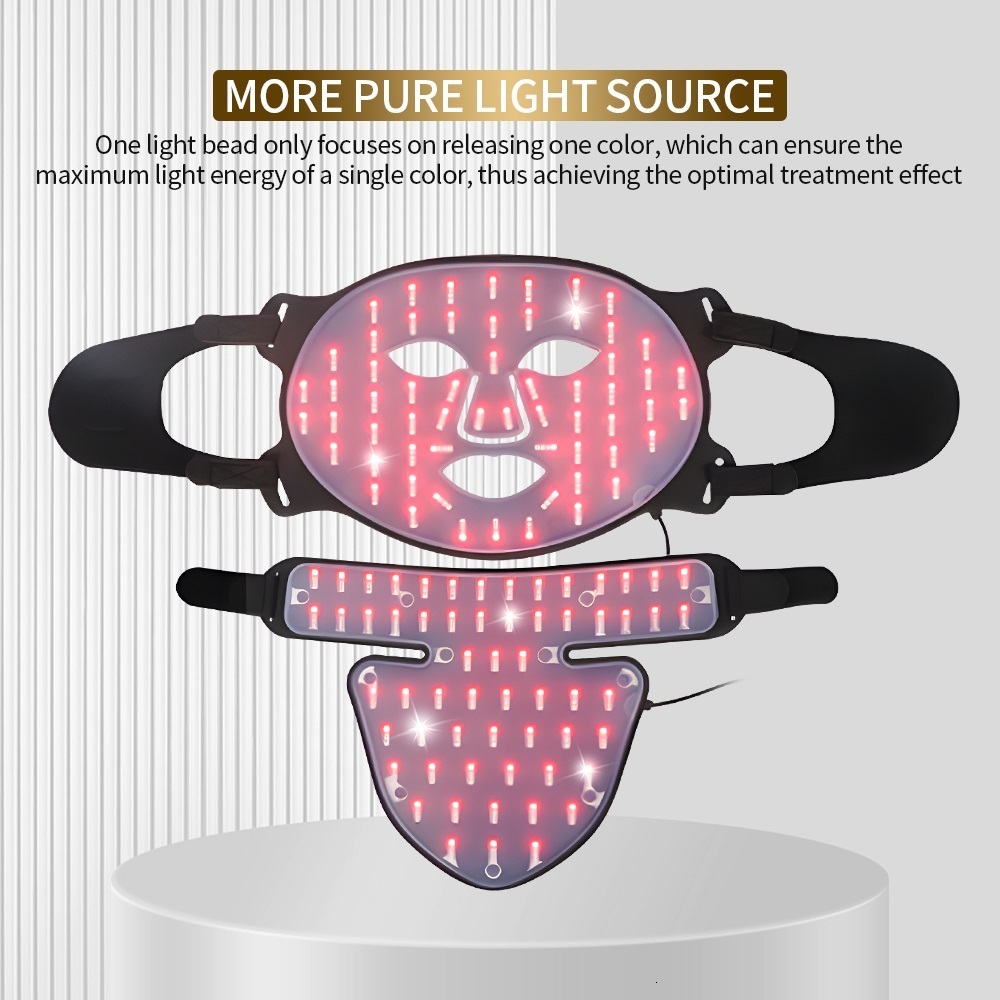 Face Care Devices Face Neck Silicone Mask 240LEDs Infrared Light Skin Rejuvenation Anti-Wrinkle Brighten 3D LED Light Potherapy Mask 230915