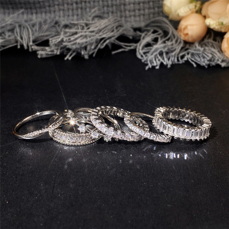 Solitaire Ring Fashion Contracted Design Women's with Brilliant White Cubic Zirconia Wedding Party Daily Wearable Statement Jewelry
