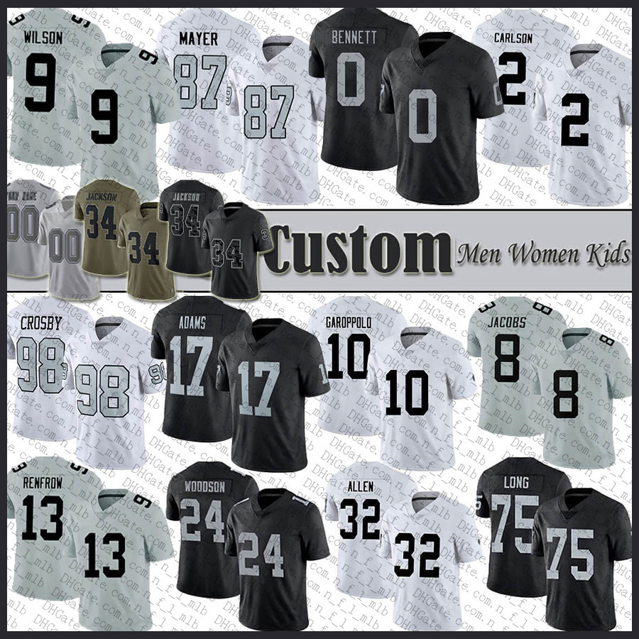 Custom Davante Adams Maxx Crosby Football Jersey Josh Jacobs Hunter Renfrow Jimmy Garoppolo Jakorian Bennett Daniel Carlson Marcus Epps Allen Bo Jac-image