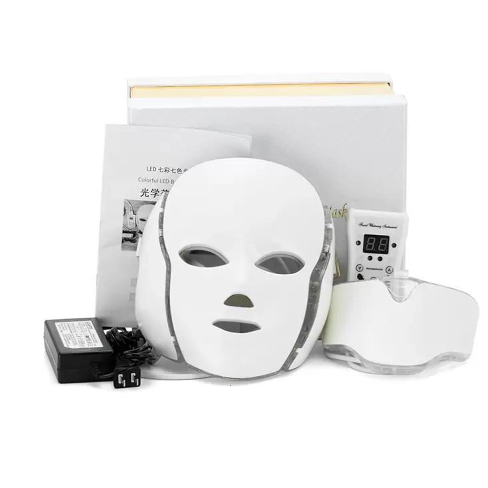 Face Care Devices 7 Colors LED Mask With Neck Pon Therapy Skin Care Rejuvenation Beauty Machine Anti-Acne Wrinkle Removal Tool 230915