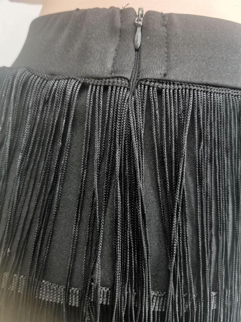 Skirts Women Tassel Irregular Bodycon Midi Knee Length Pencil Skirt For 2023 Summer Elegant Chic Party