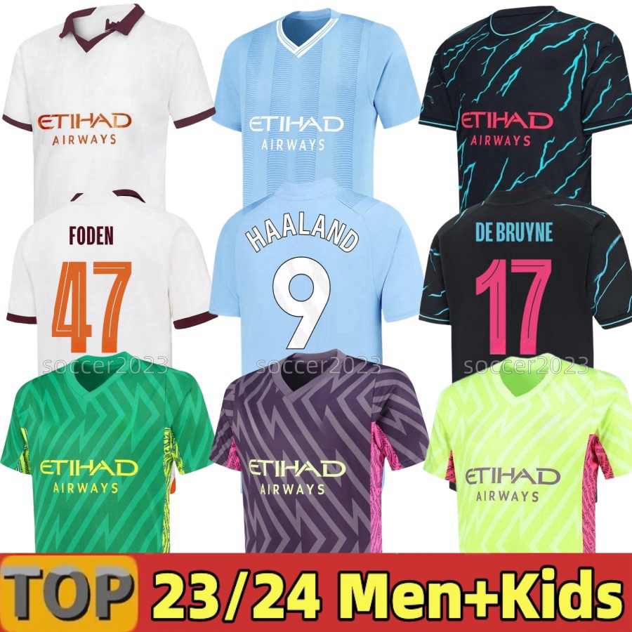 EDERSON M. HAALAND soccer jersey 23 24 DE BRUYNE MANS CITIES GREALISH MAHREZ FODEN GVARDIOL football shirt men kids kit ALVAREZ uniforms FANS Treble Winners KOVACIC