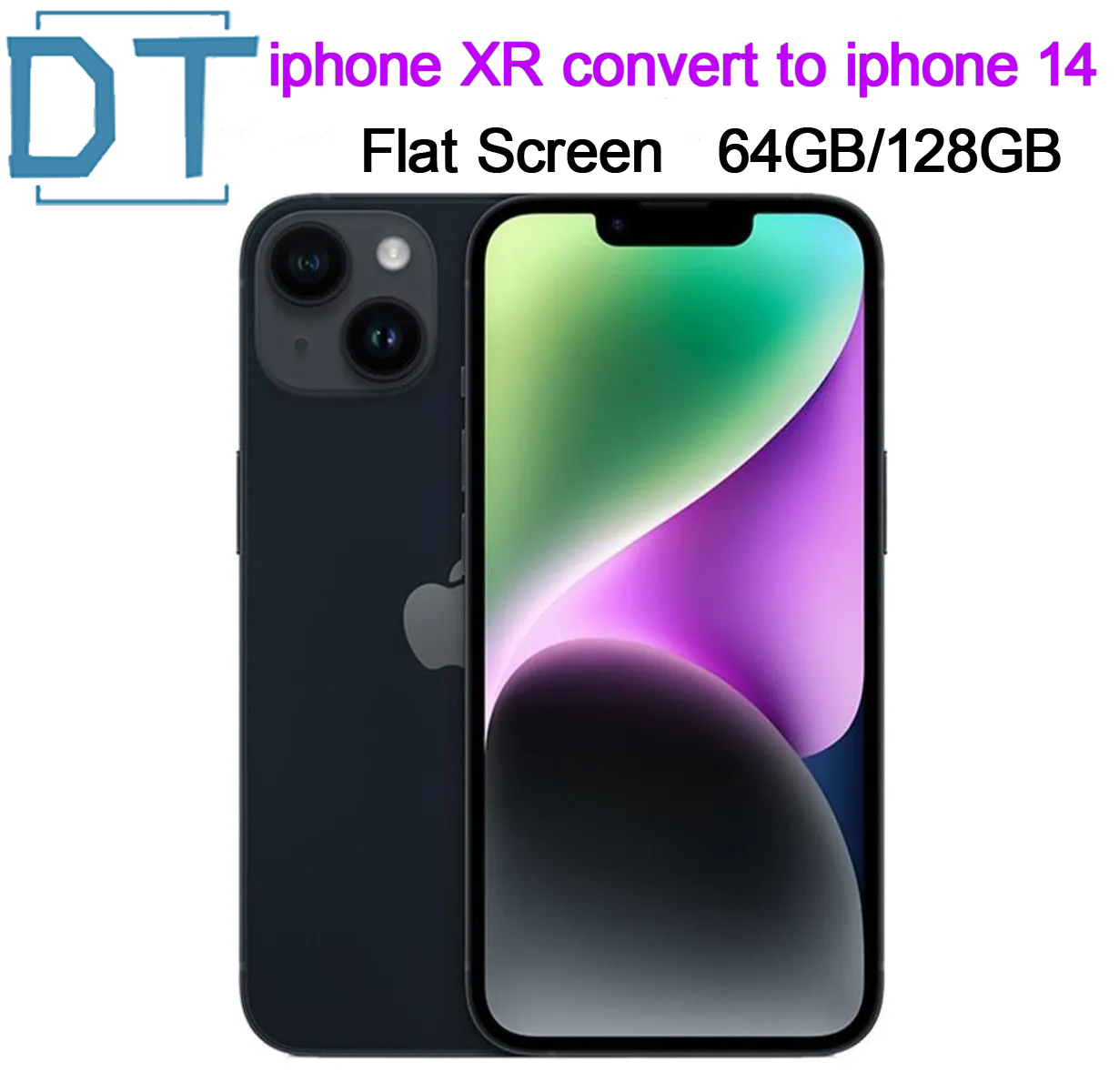 Original iphone XR in iphone 14 Flat Screen Cellphone Unlocked with iphone 14 box&Camera appearance 3G RAM 64GB 128GB ROM Mobilephone,A+Excellent Cond