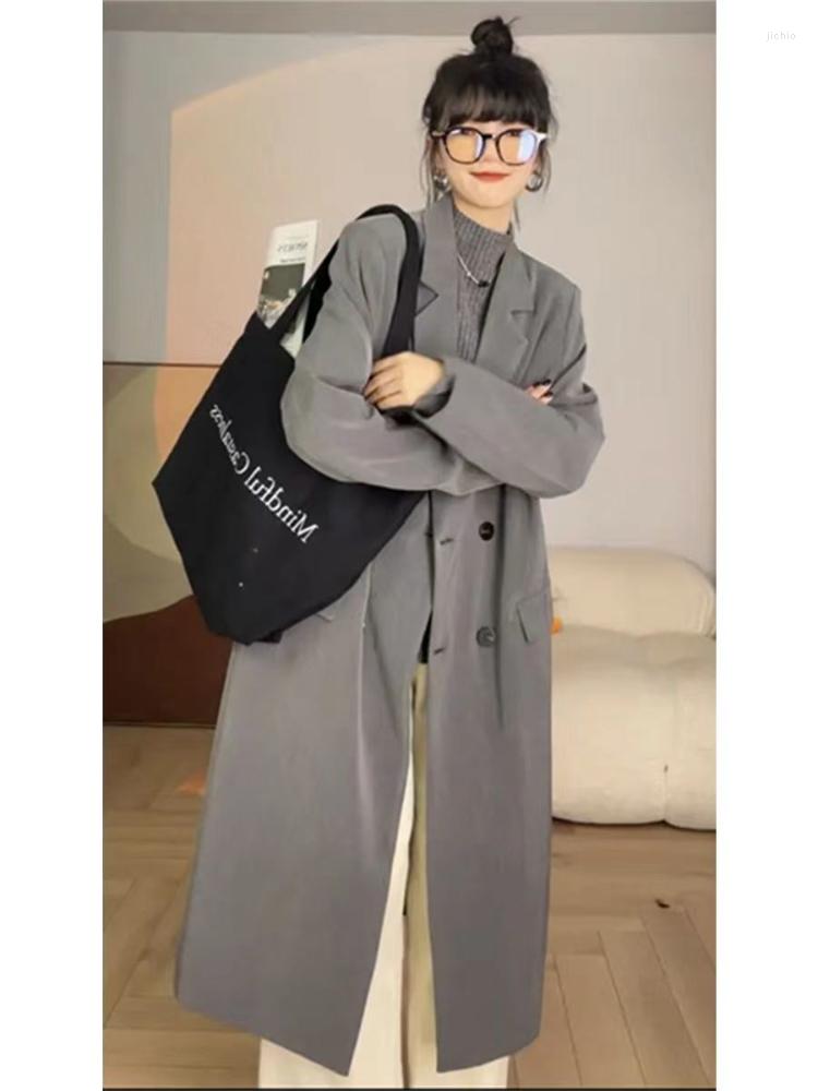 Womens Trench Coats Ladies Long Sleeve Jacket Feminine Blazer Femme Casual High-quality Double-breasted Coat Windbreak Female G420