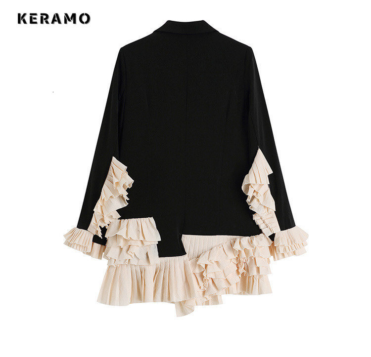 Women's Suits Blazers Vintage Patchwork Lrregular Hem Dress Blazer Women Autumn Winter Fashion Long Sleeve Coats Female Stylish Suits Outwear Top