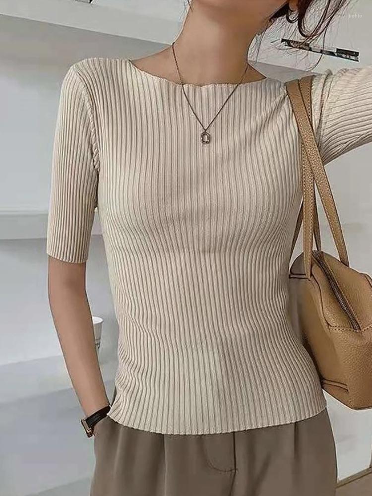 Womens T Shirts Hollow Out Thin Knitted Shirt Women Tshirt Short Sleeve Tee 2023 Summer T-Shirt Wear Both Front And Back Womens Clothing
